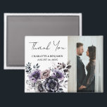 Boho Purple Floral Wedding Thank You Magnet<br><div class="desc">Introducing the Boho Purple Floral Wedding Thank You Magnet, a stunning and personalised way to express your heartfelt gratitude to wedding guests. Featuring a beautifully crafted watercolor purple boho flower arrangement and a wedding photo template, this thank you magnet captures the essence of a romantic and artistic celebration. The elegant...</div>