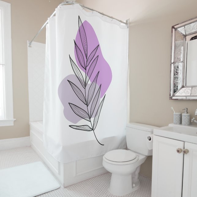 Boho purple flower shower curtain (In Situ)