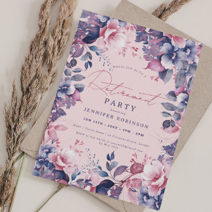 Boho Purple Garden Floral Retirement Party Blush Invitation