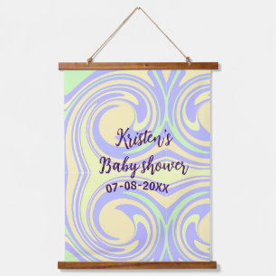 Boho purple green baby shower marble rustic modern hanging tapestry