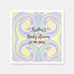 Boho purple green baby shower marble rustic modern napkin