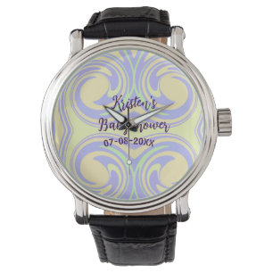Boho purple green baby shower marble rustic modern watch