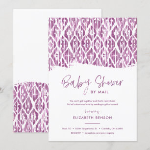 Boho Purple Ikat Baby Shower by Mail Invitation
