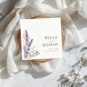 Boho Purple Lavender Watercolor Wedding  Napkin