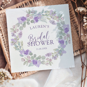 Boho Purple & Sage Floral Bridal Shower Napkin