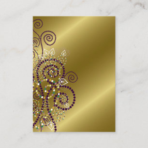 Boho Purple Spirals Chic Golden Wedding Place Card