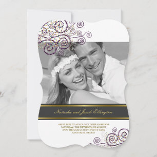 Boho Purple Spirals Photo Wedding Announcement