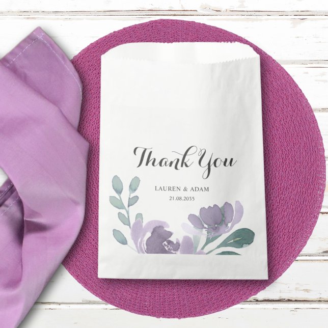 Boho Purple Watercolor Floral Wedding  Favour Bag (Creator Uploaded)
