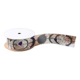 Boho Purple Wiccan Handfasting Moon Phase Satin Ribbon