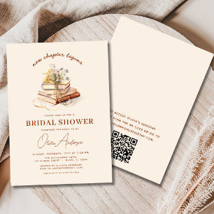 Boho QR Code New Chapter Begins Bridal Shower Invitation
