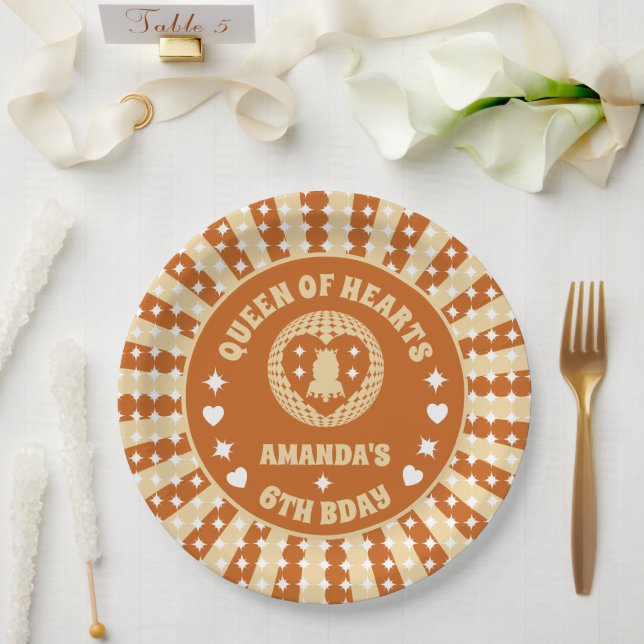 Boho Queen Of Hearts Birthday Party Paper Plate (Wedding)