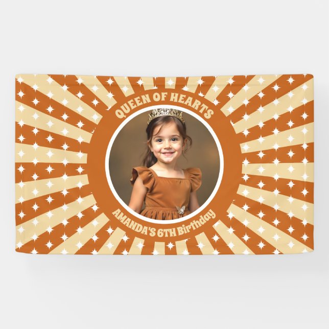 Boho Queen Of Hearts Birthday Party Photo Banner (Horizontal)