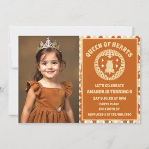Boho Queen Of Hearts Birthday Party Photo Invitation