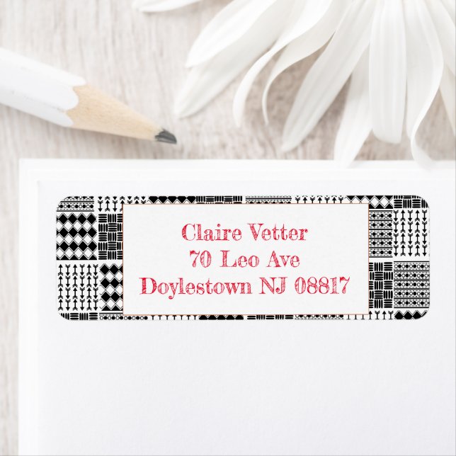 Boho Quilt Return Address Label (Insitu)