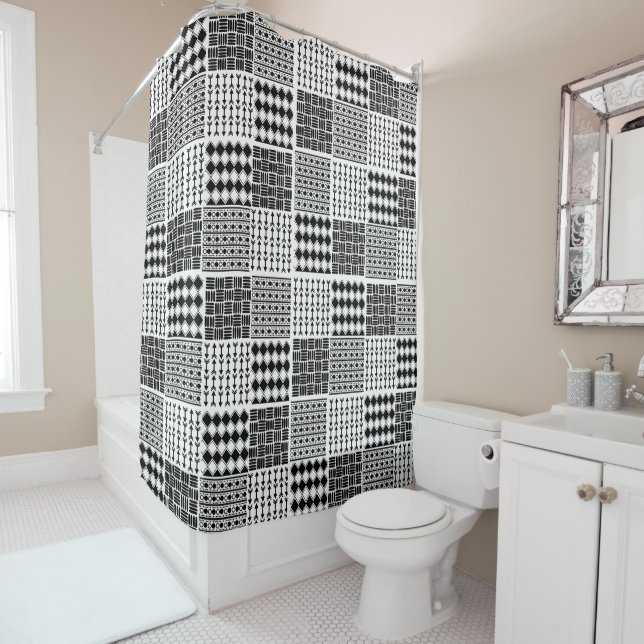 Boho Quilt Shower Curtain (In Situ)