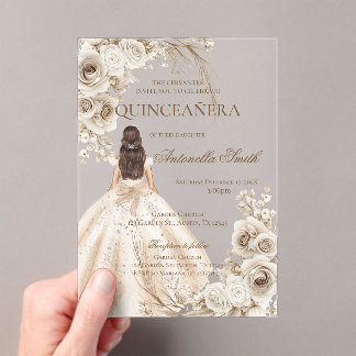 Boho Quinceanera Acrylic Invitations