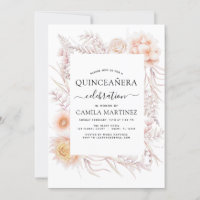 Boho Quinceañera Dusty Pink Floral 15th Birthday