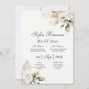 Boho Quinceanera Spanish  Invitation