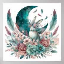 Boho Rabbit Baby Room Art decor