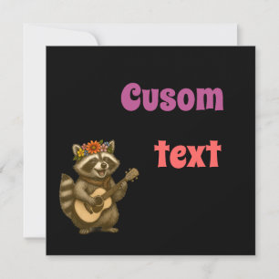 Boho Racoon Music Lover Sweet Noise Floral Invitation