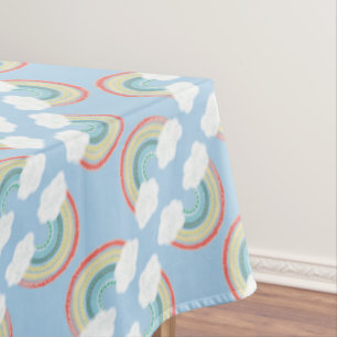 Boho Rainbow 1st Birthday Party Blue Boy Kids Tablecloth