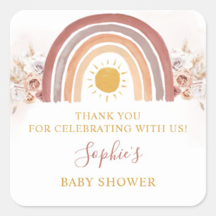 Boho Rainbow A Little Ray of Sunshine Square Sticker