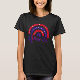 Boho Rainbow American Flag   Doodle America Usa Gr T-Shirt
