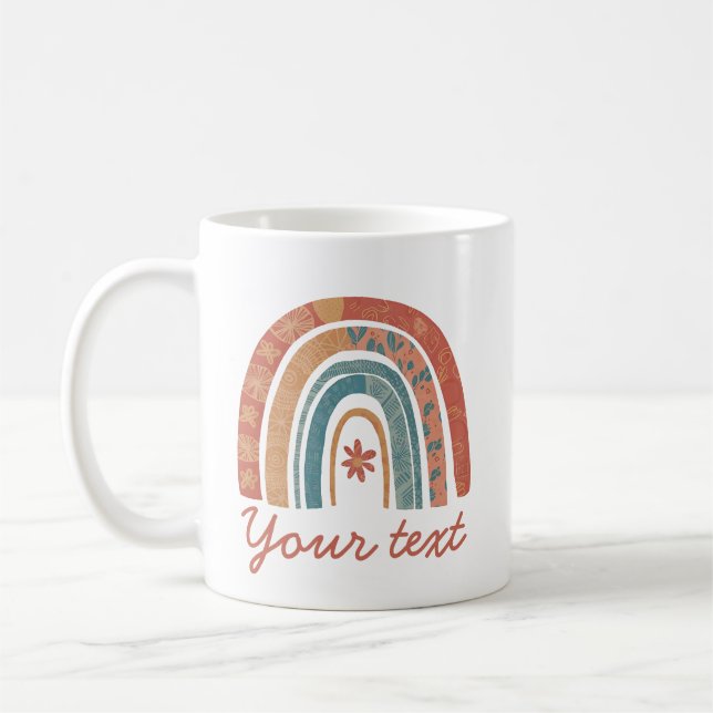 Boho Rainbow and flower cute Mug (Left)