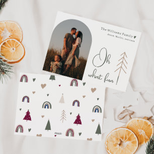 Boho Rainbow and Hearts Arch Oh What fun One Photo Holiday Card