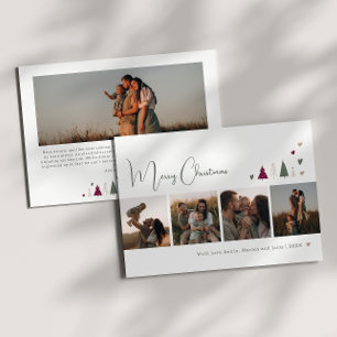 Boho Rainbow and Hearts Merry Christmas Five Photo Holiday Card