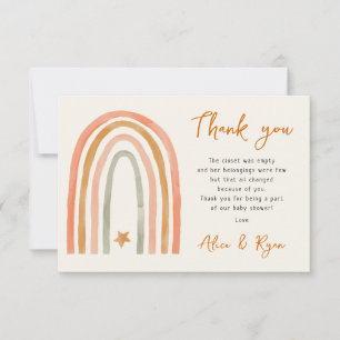 Boho Rainbow And Star Baby Shower Poem Thank You Card