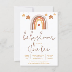 Boho Rainbow and Stars Gender Neutral Baby Shower Invitation