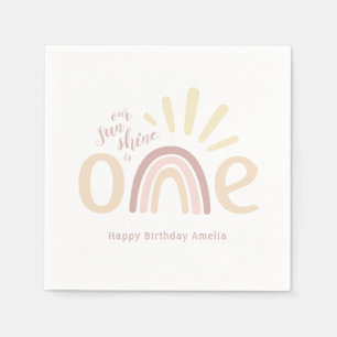 Boho Rainbow and Sunshine 1st Birthday Napkin