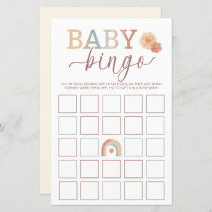 Boho Rainbow Baby Bingo Baby Shower Game