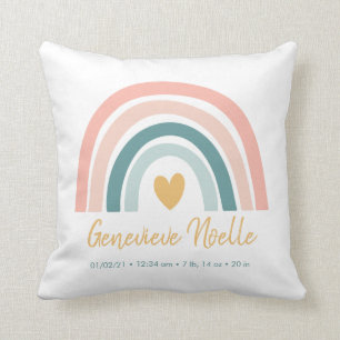 Boho Rainbow Baby Personalised Birth Stats Cushion
