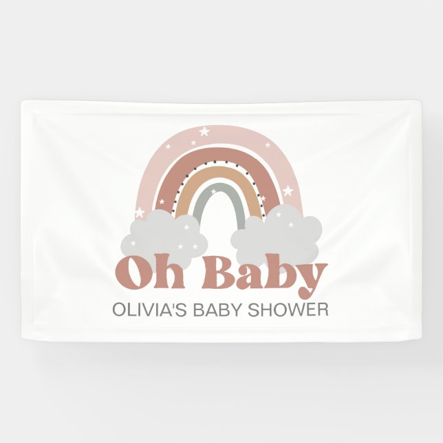 Boho Rainbow Baby Shower Banner (Horizontal)