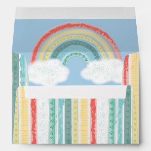 Boho Rainbow Baby Shower Blue Boy Envelope