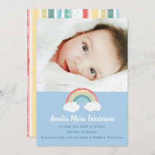 Boho Rainbow Baby Shower Blue Boy Invitation