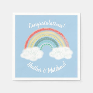 Boho Rainbow Baby Shower Blue Boy Napkin