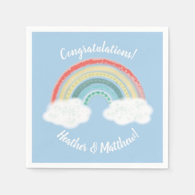 Boho Rainbow Baby Shower Blue Boy Napkin (Front)