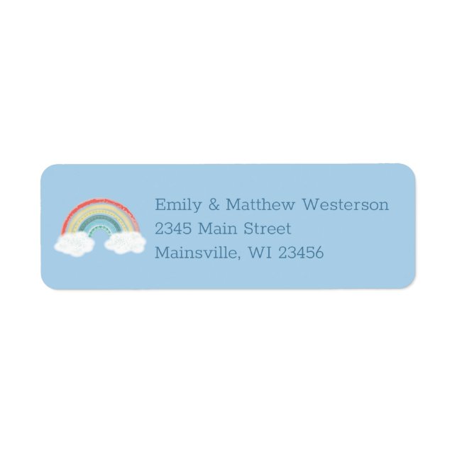 Boho Rainbow Baby Shower Blue Boy Return Address Label (Front)