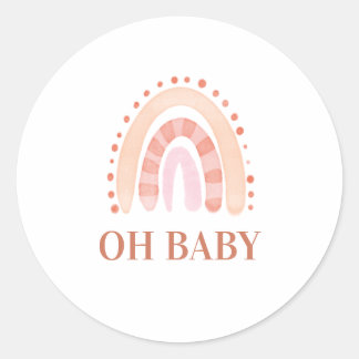 Boho Rainbow Baby Shower Classic Round Sticker