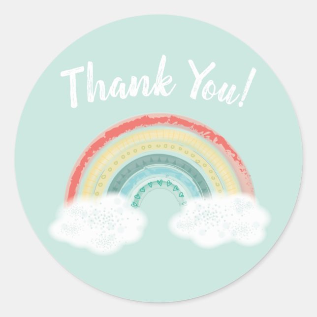 Boho Rainbow Baby Shower Classic Round Sticker (Front)