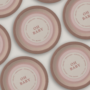 Boho Rainbow Baby Shower Earthy Blush Girl  Paper Plate