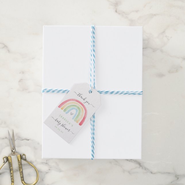 Boho Rainbow Baby Shower Favour Tag (With Twine)