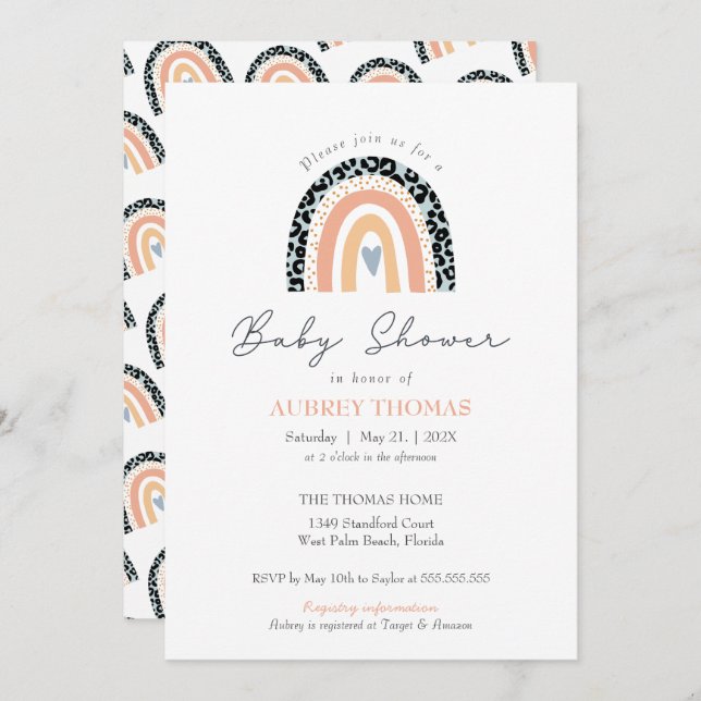 Boho Rainbow Baby Shower Gender Neutral  Invitatio Invitation (Front/Back)