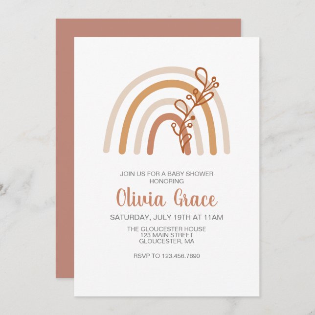 Boho Rainbow Baby Shower Invitation (Front/Back)