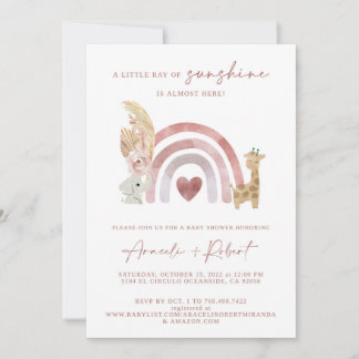 Boho Rainbow Baby Shower Invitation