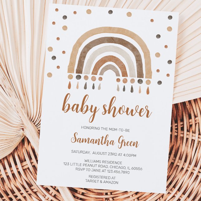 Boho Rainbow Baby Shower Invitation (Creator Uploaded)