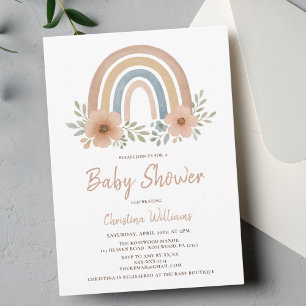 Boho Rainbow Baby Shower Invitation